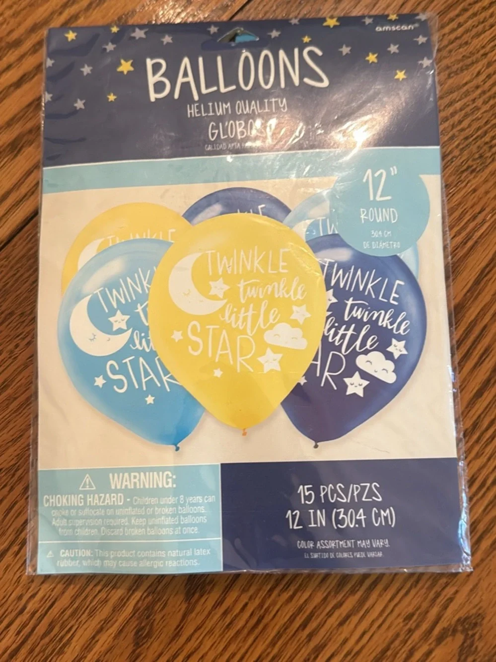 Amscan Blue and Yellow Twinkle Little Star Party Balloons - 15 Pack